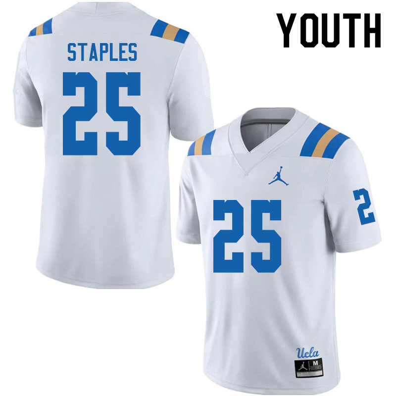 Jordan Brand Youth #25 Ezavier Staples UCLA Bruins College Football Jerseys Sale-White